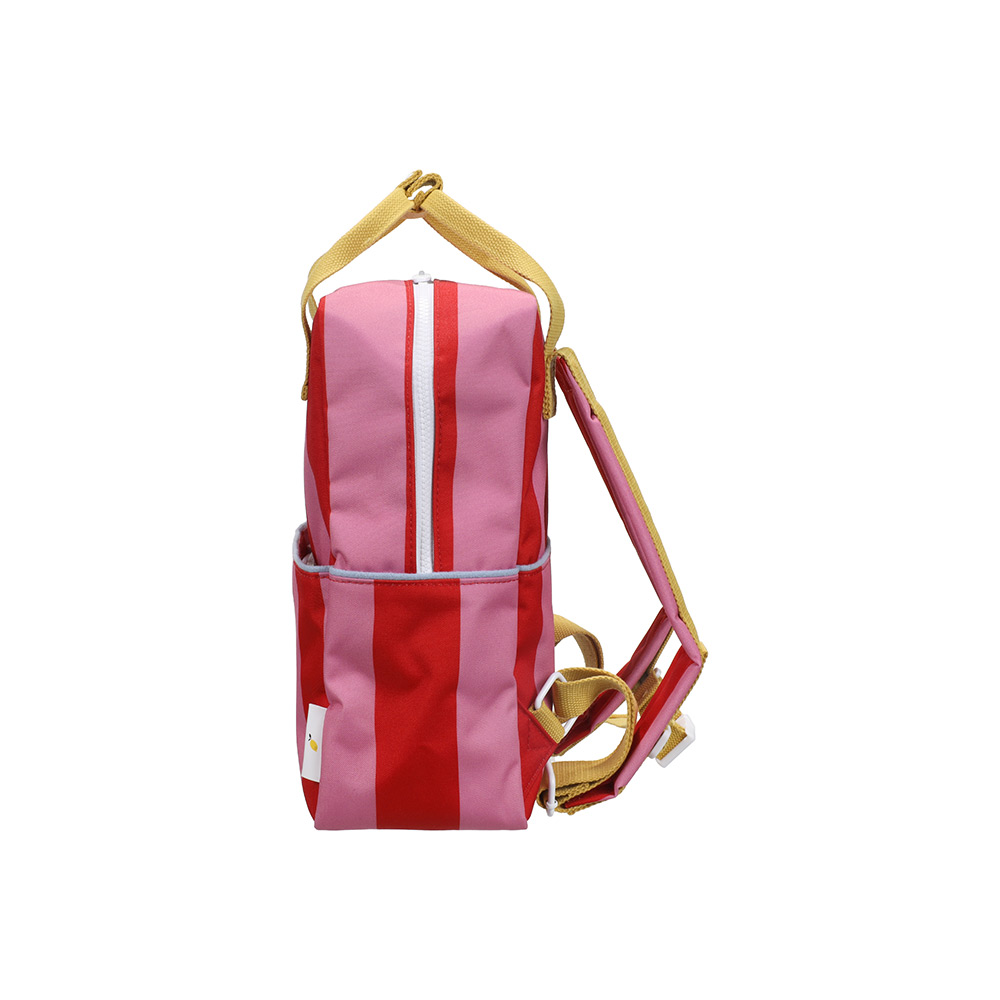 Sticky Lemon Stripe Backpack Medium - Red Apple + Rosebay Pink Stripes