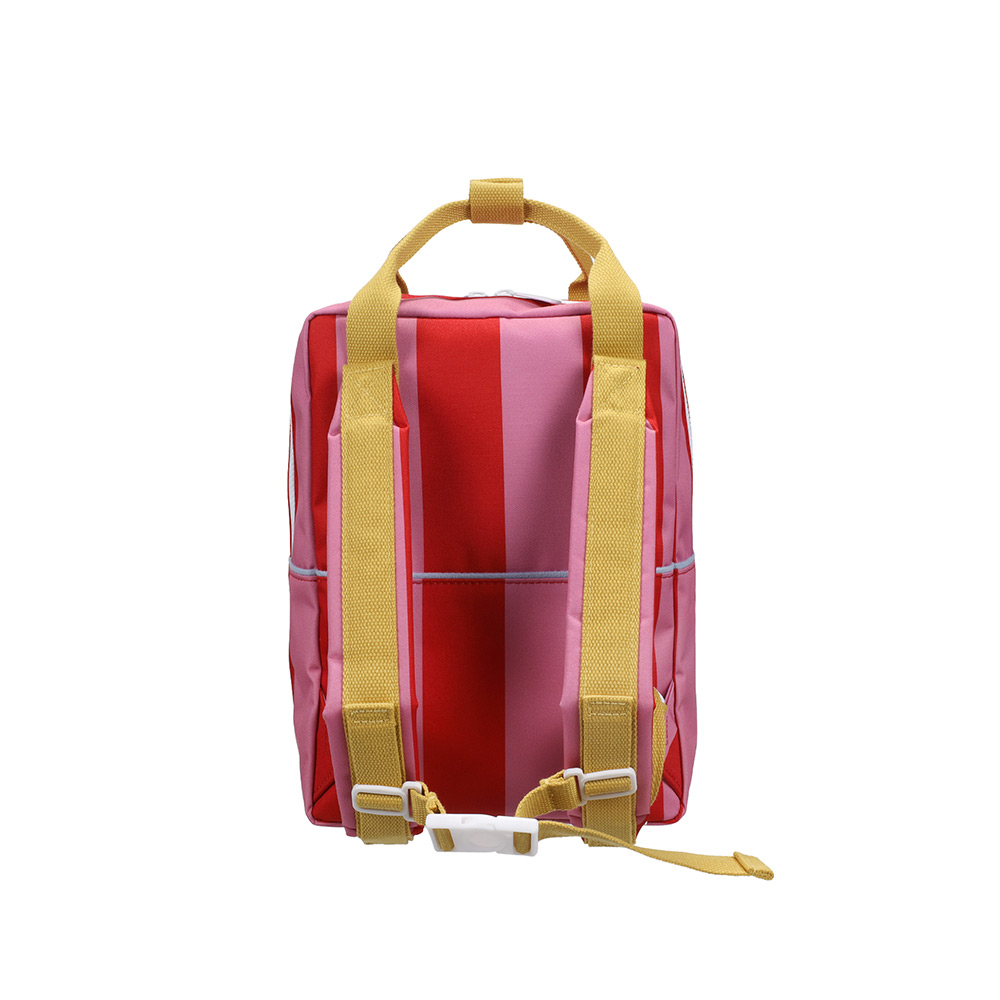 Sticky Lemon Stripe Backpack Medium - Red Apple + Rosebay Pink Stripes