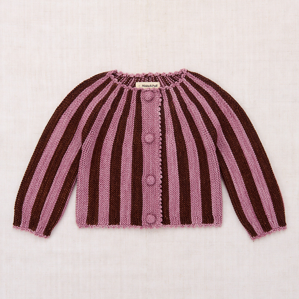 Circus Stripe Cardigan - Antique Rose