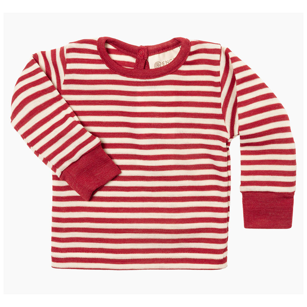 Baby and Kid Long Sleeve Wool Shirt - Red Stripes