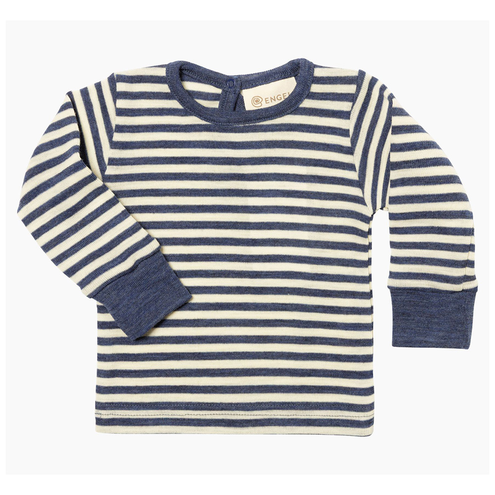 Baby and Kids Long Sleeve Wool Shirt - Blue Stripes