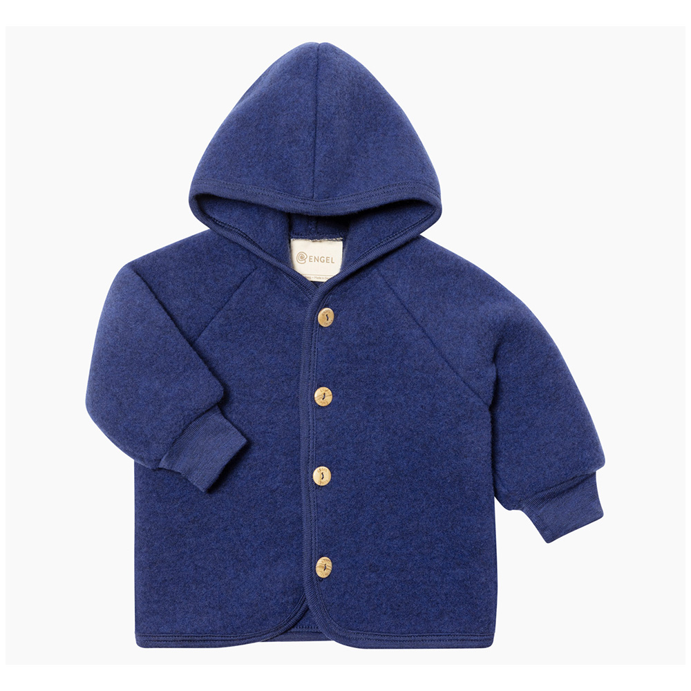 Wool Fleece Hooded Jacket - Gentian Melange