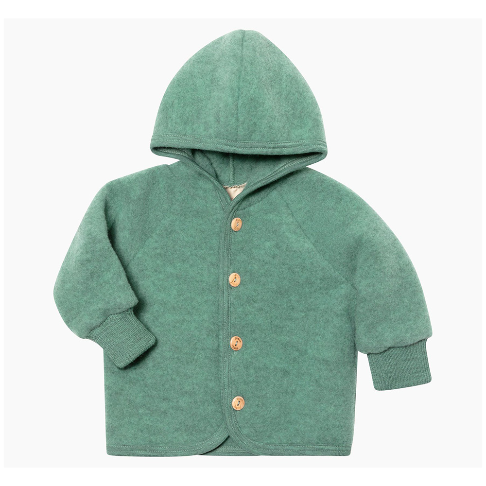 Wool Fleece Hooded Jacket - Jade Melange