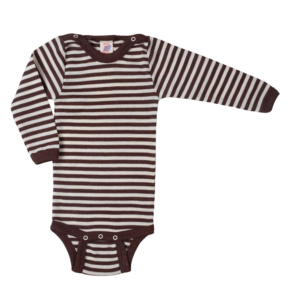 Baby Long Sleeve Wool Shirt - Cinnamon Stripes