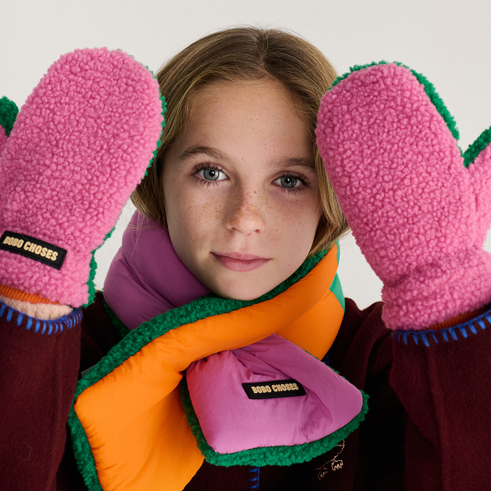 Colour Block Sheepskin Mittens – Fuchsia