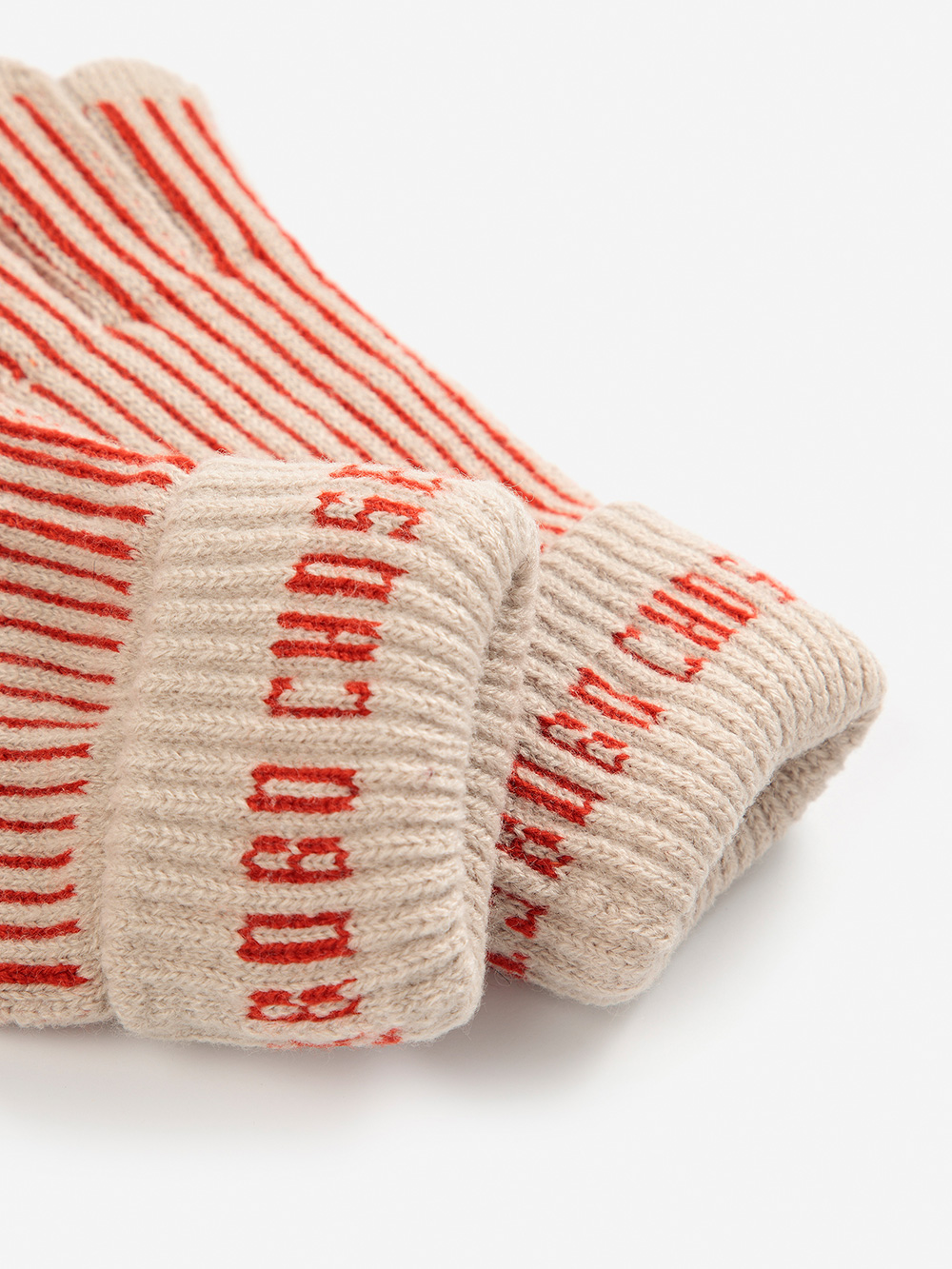 Bobo Choses Red Stripes Knitted Gloves