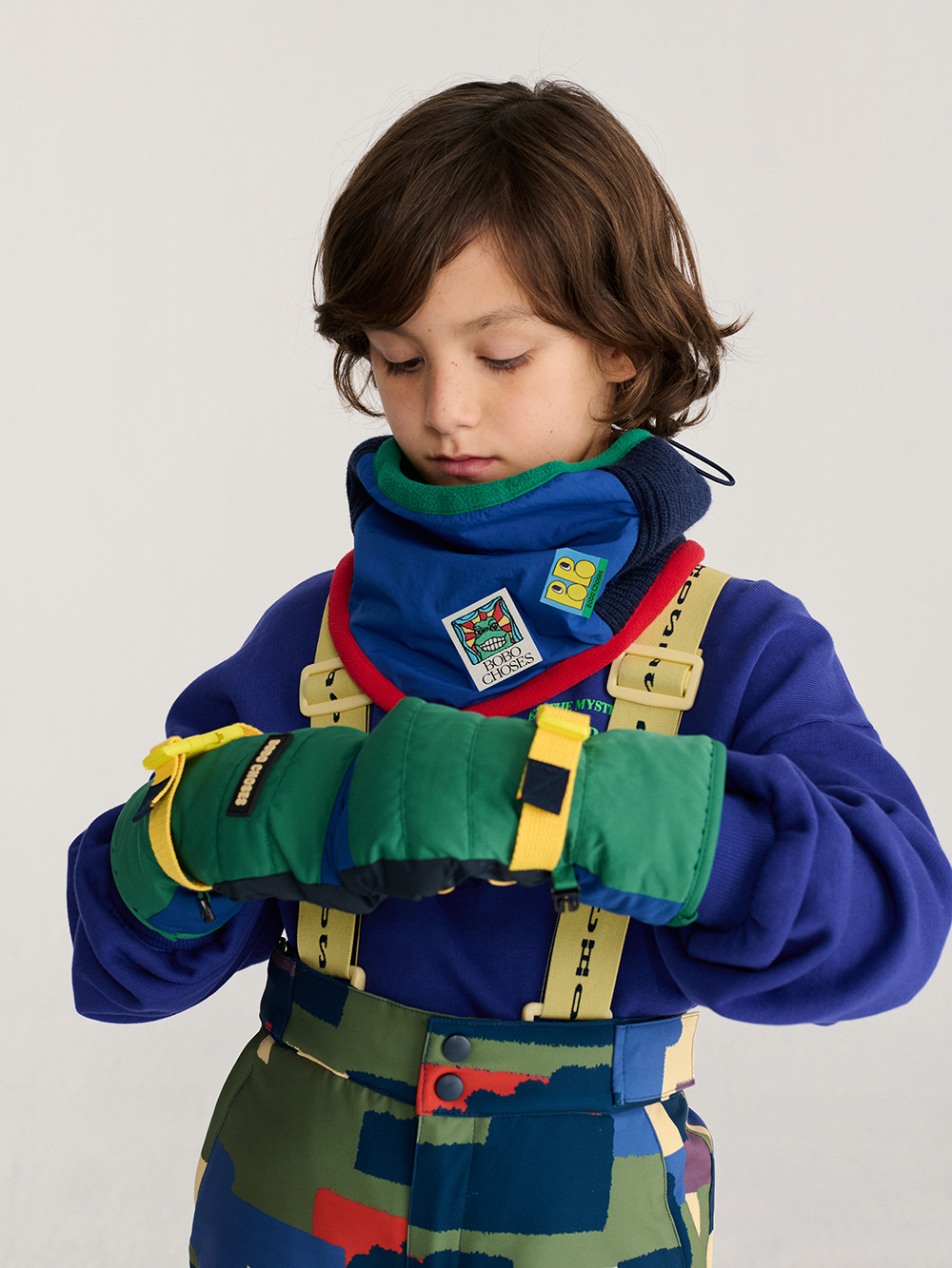 Bobo Choses Colour Block Neck Warmer Blue