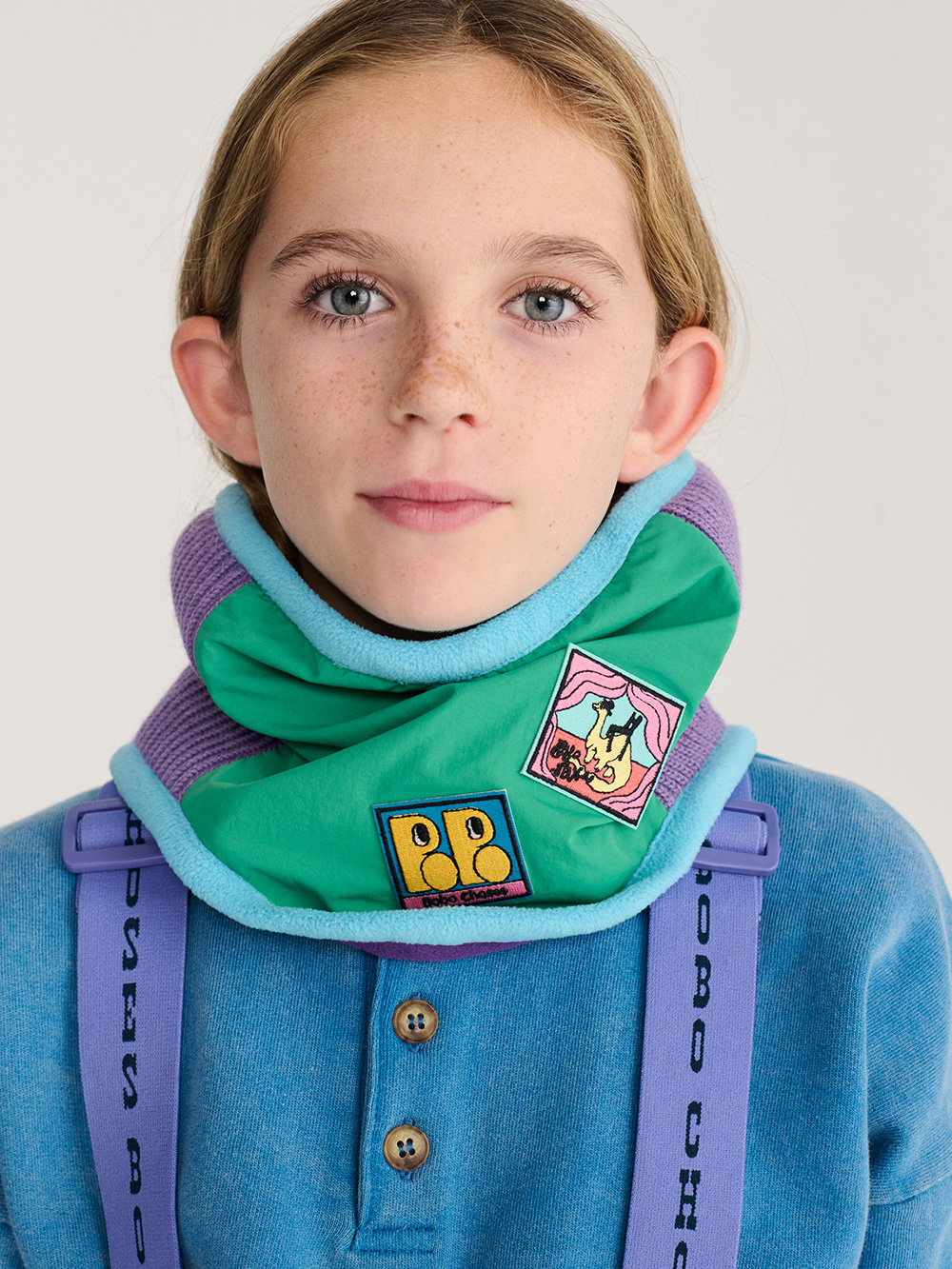 Bobo Choses Colour Block Neck Warmer Purple