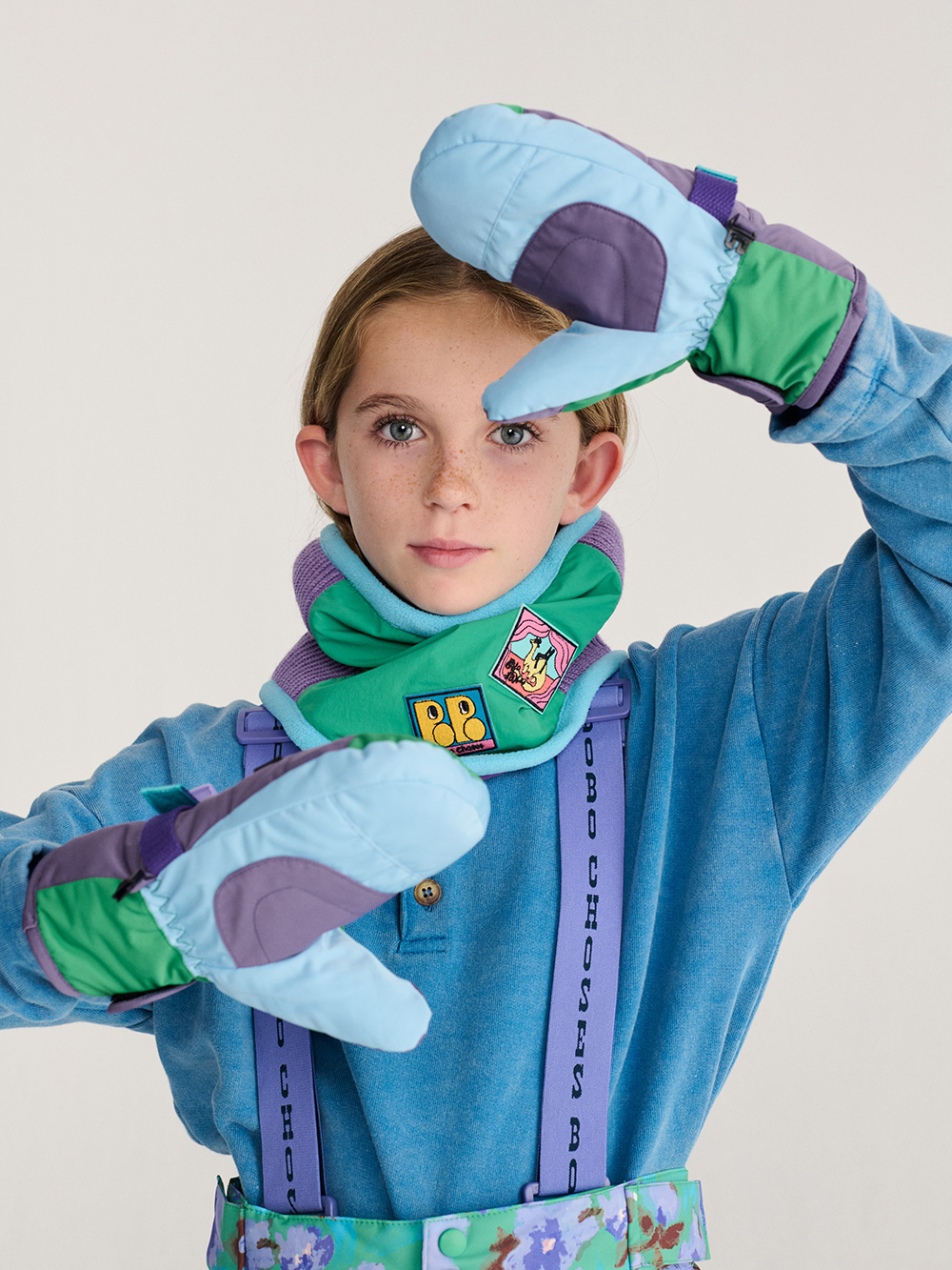 Bobo Choses Colour Block Neck Warmer Purple
