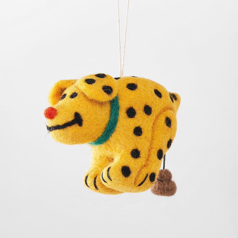 Hanging Felt Ornament - Len the Pooping Dog