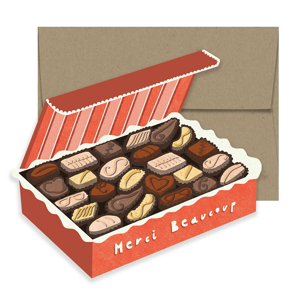 Merci Chocolate Box Amour Collection Die-Cut Card