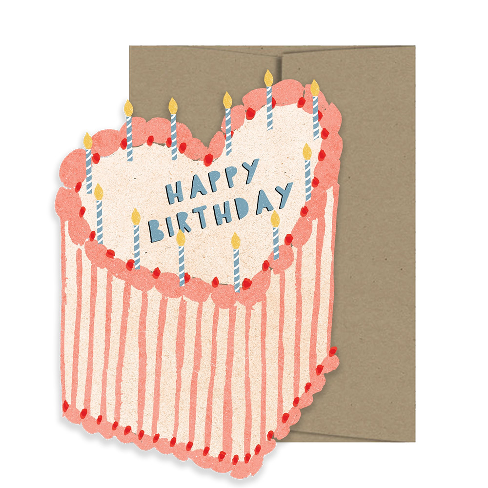 Heart Cake Birthday Die-Cut Card
