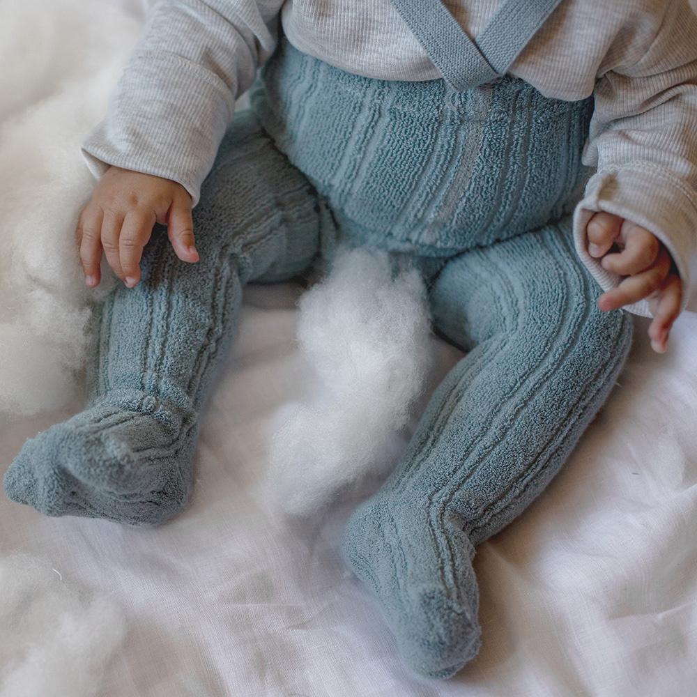 Silly Silas Granny Teddy Footed Tights – Misty Blue