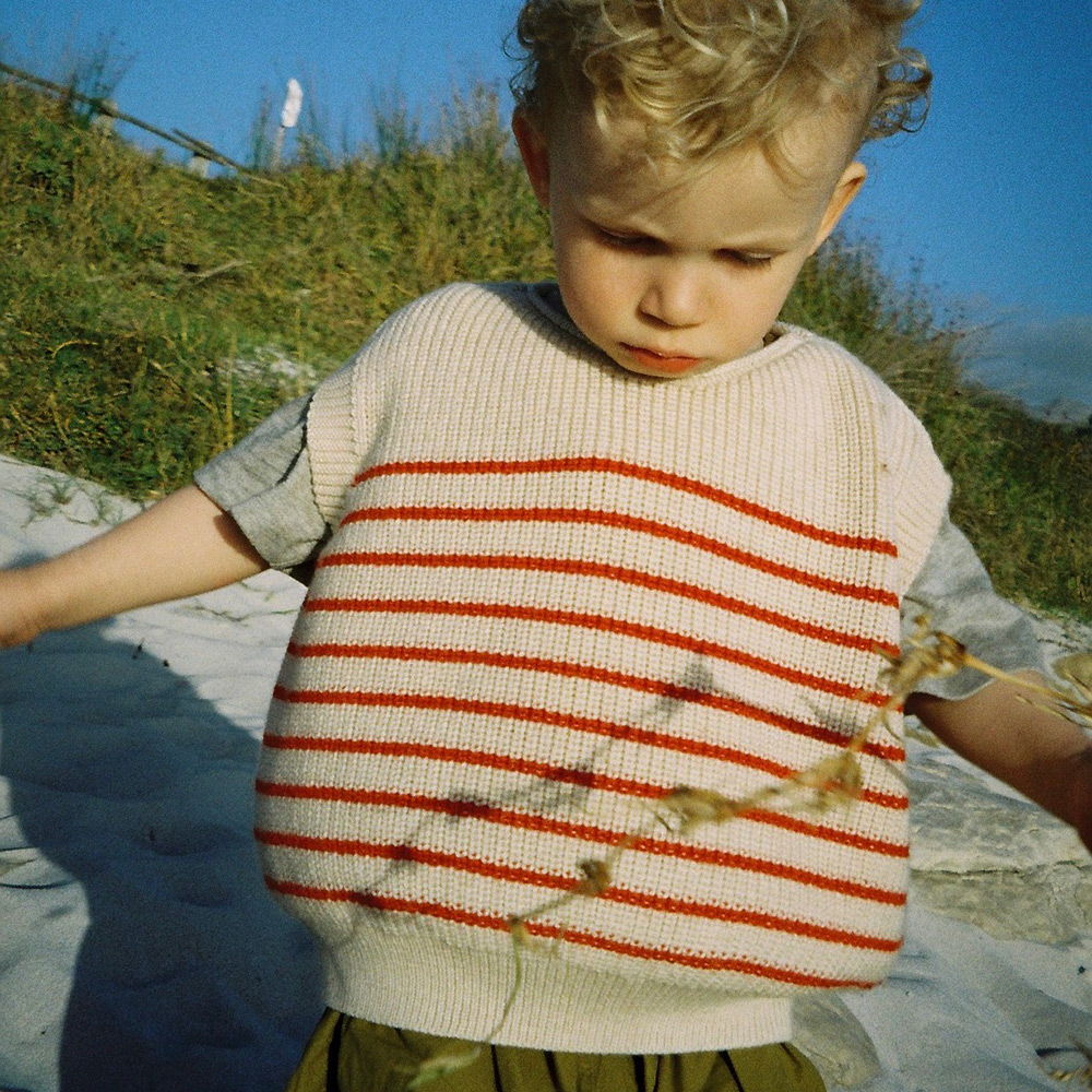Kid's Vest Harvey - Cream/ Red