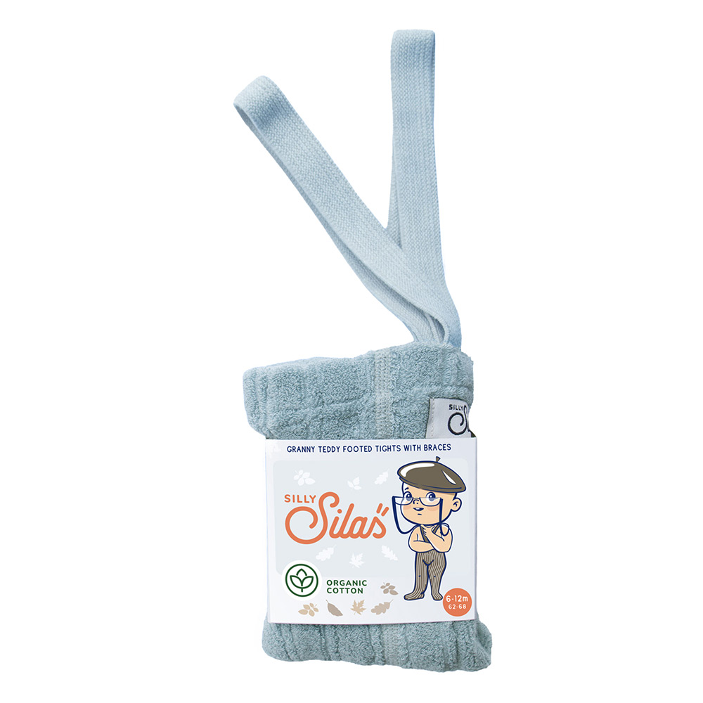 Silly Silas Granny Teddy Footed Tights – Misty Blue