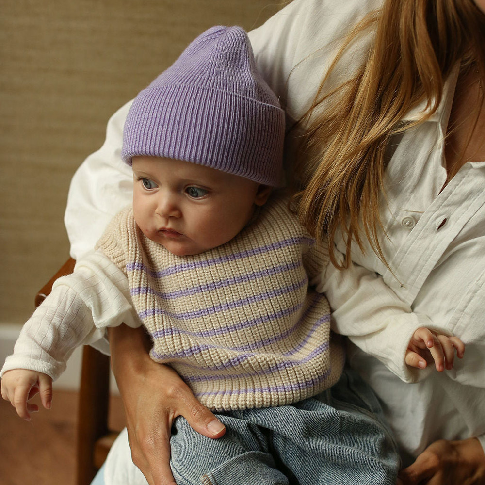 Harvey Baby Vest – Cream & Lilac