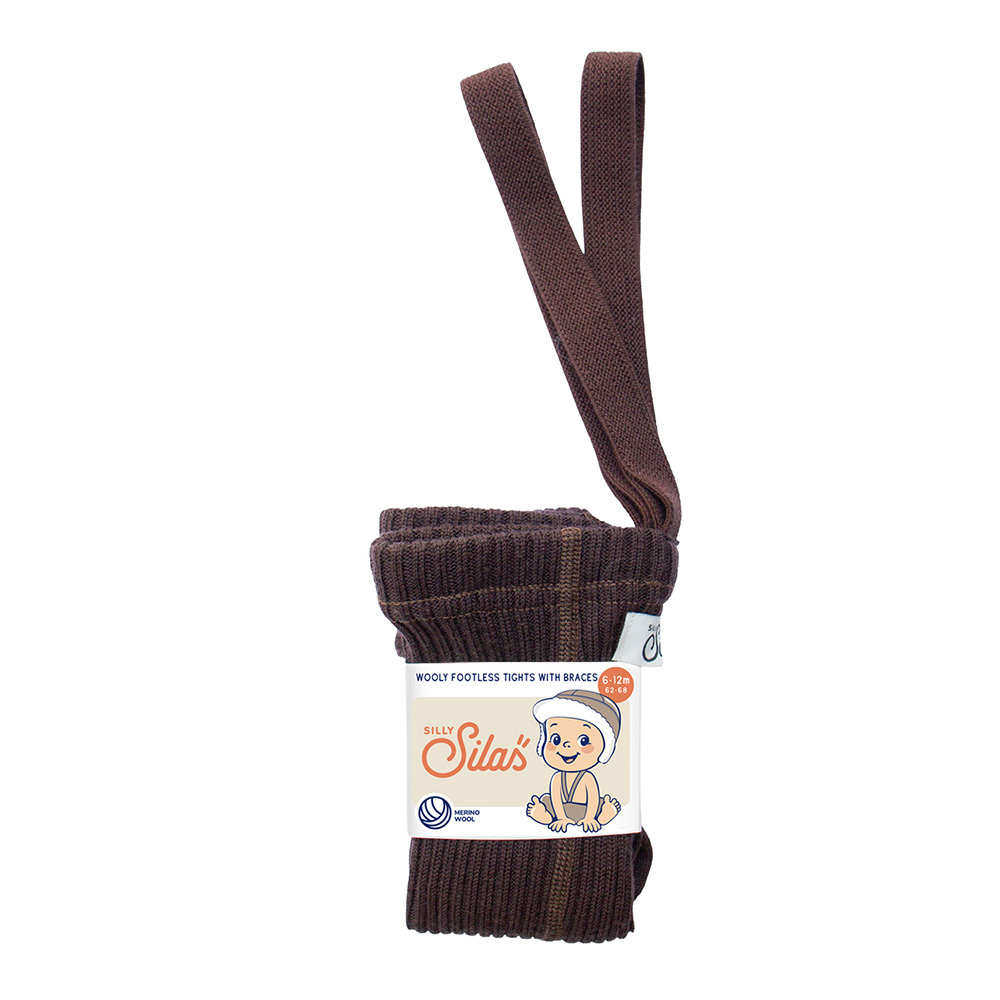 Silly Silas Wooly Espresso Brown Merino Footless Tights