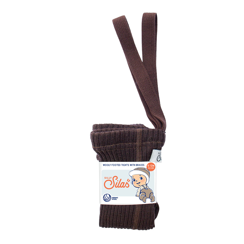Silly Silas Wooly Espresso Brown Merino Footed Tights