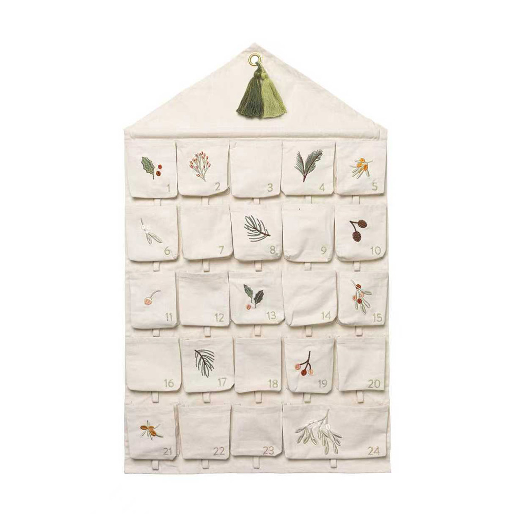 Yule Greens Embroidered Advent Calendar – Natural