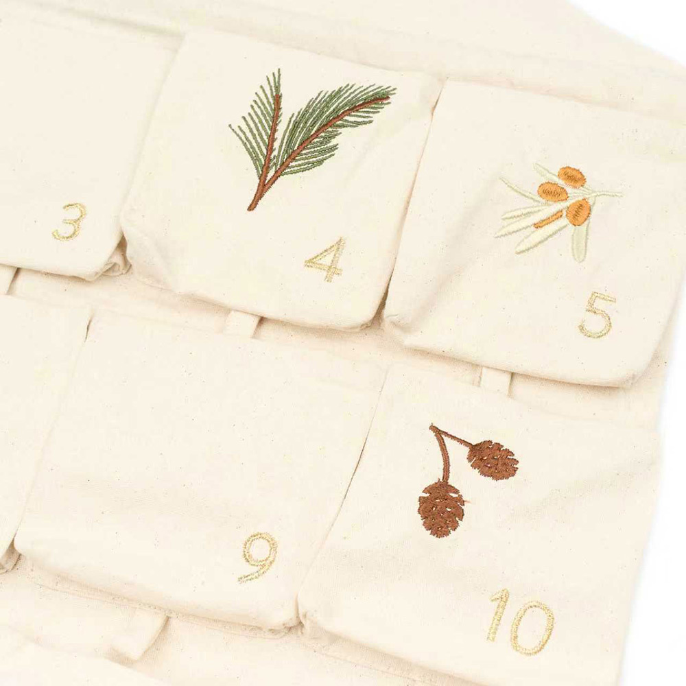 Yule Greens Embroidered Advent Calendar – Natural