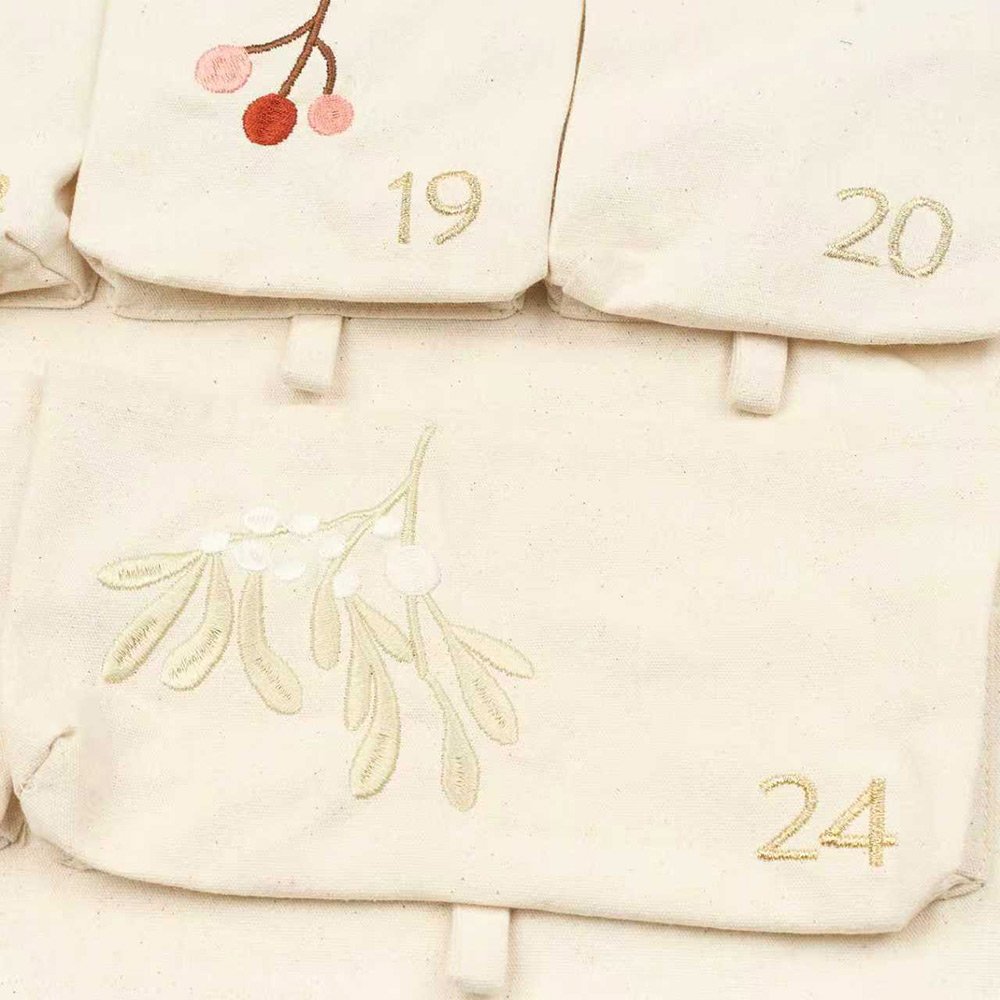 Yule Greens Embroidered Advent Calendar – Natural