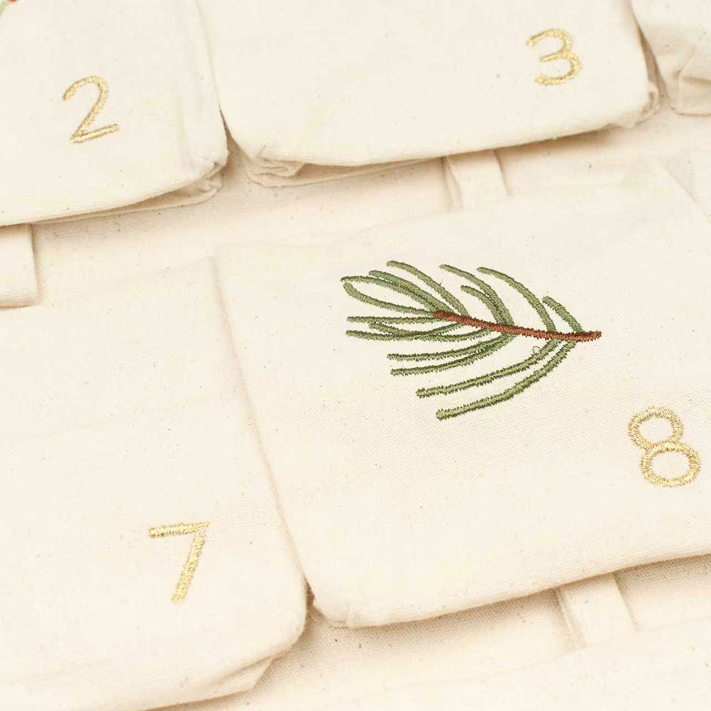 Yule Greens Embroidered Advent Calendar – Natural